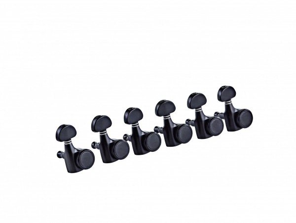 ORTEGA 6 in Line Guitar Locking Tuning Machines - Gloss Black (OTMLOCK6L-GB)