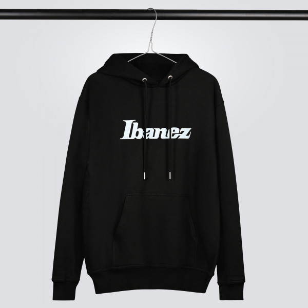 IBANEZ Organic Hoodie Black with White Logo and Leather Patch (IBZ-HOOD)
