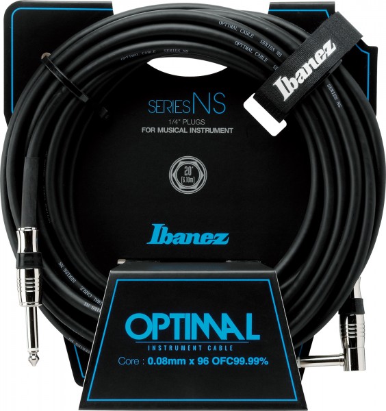 IBANEZ NS Series Guitar instrument cable - Straight / Right Angle - male - male, black - 6,10 m / 20 ft (NS20L)