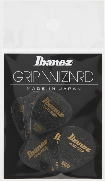 IBANEZ Grip Wizard Series Sand Grip Flat Pick - schwarz 6 Stück (PPA14MSG-BK)