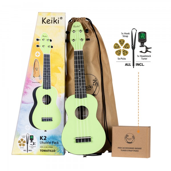 KEIKI K2 Serie Sopran Ukulele Set - Agathis / ABS Tomatillo (K2-TMO)