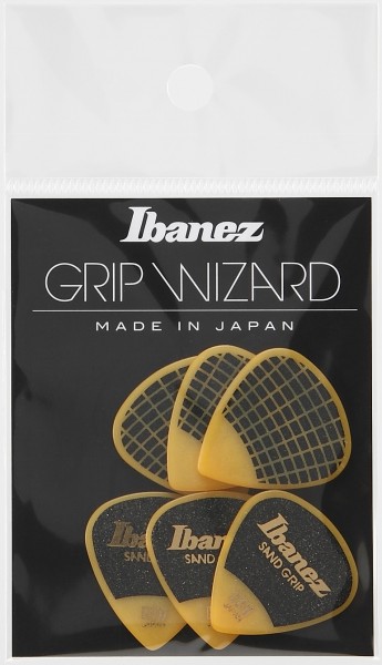 IBANEZ Grip Wizard Series Sand Grip Flat Pick - gelb 6 Stück (PPA16HSG-YE)