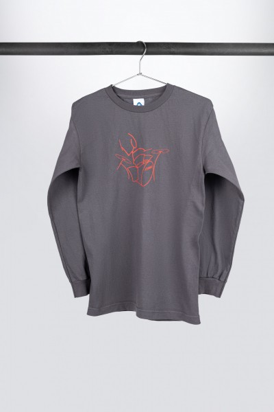 Tama longsleeve in grey with red drum frontprint (TLTG)