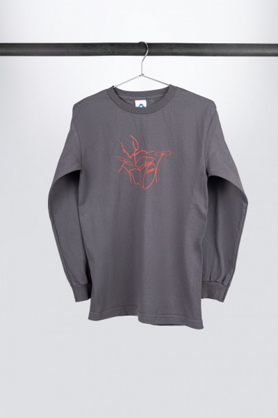 TAMA Longsleeve in grau mit rotem Schlagzeug Frontprint (TLTG)