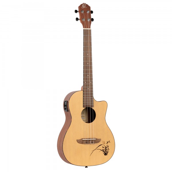 ORTEGA Bonfire Series/Preamp Bariton Ukulele - Natural Spruce laser engraved (RU5CE-BA)