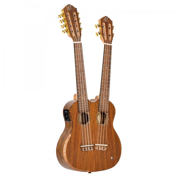 ORTEGA Custom Built Serie Double-Neck Tenor Ukulele - Ovangkol Natural + Bag (HYDRA)