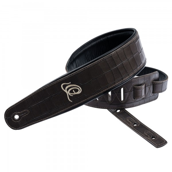 ORTEGA Genuine-Leather Guitar-Strap - Dark Brown Croco (OSCU-1)