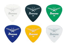 IBANEZ Plektren 1,0 mm Celluloid 6 Stück Teardrop Shape Classic Design - RD/WH/BL/GR/BK/CL (BCI16H)