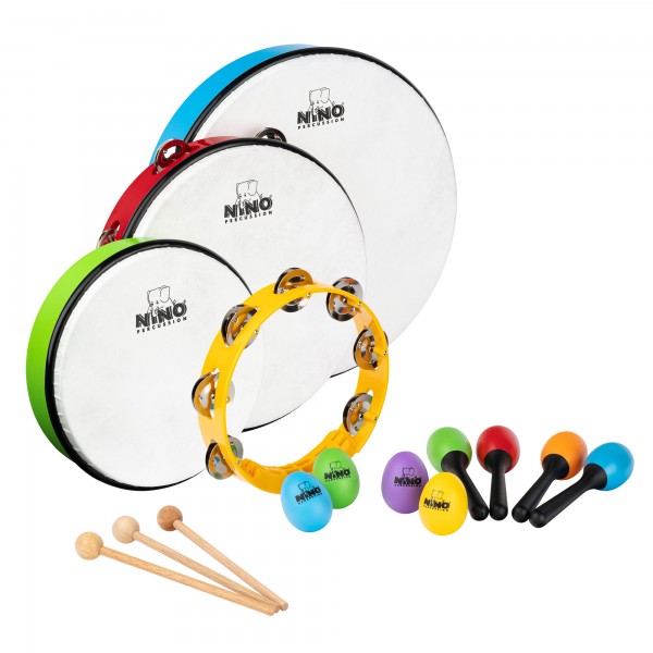 NINO Percussion Rhythmus Set für Kinder - 12 teilig (NINOSET9)