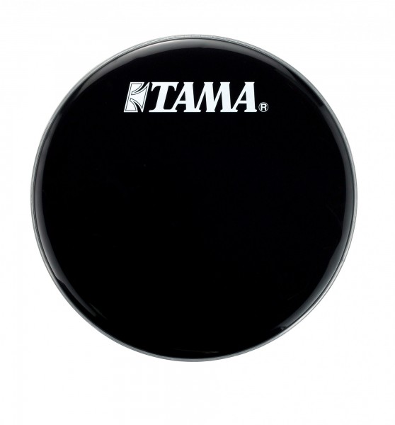 TAMA 22" Bassdrum-Resonanzfell in Schwarz mit weißem Tama Logo (BK22BMWS)