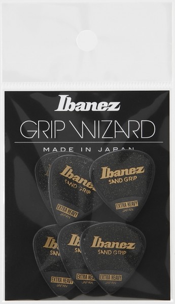 IBANEZ Grip Wizard Series Sand Grip Flat Pick - schwarz 6 Stück (PPA16XSG-BK)