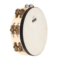 NINO Percussion Double Row Headed Wood Tambourine - 8” Natural (NINO946) NINO Percussion Double Row Headed Wood Tambourine - 8” Natural (NINO946)
