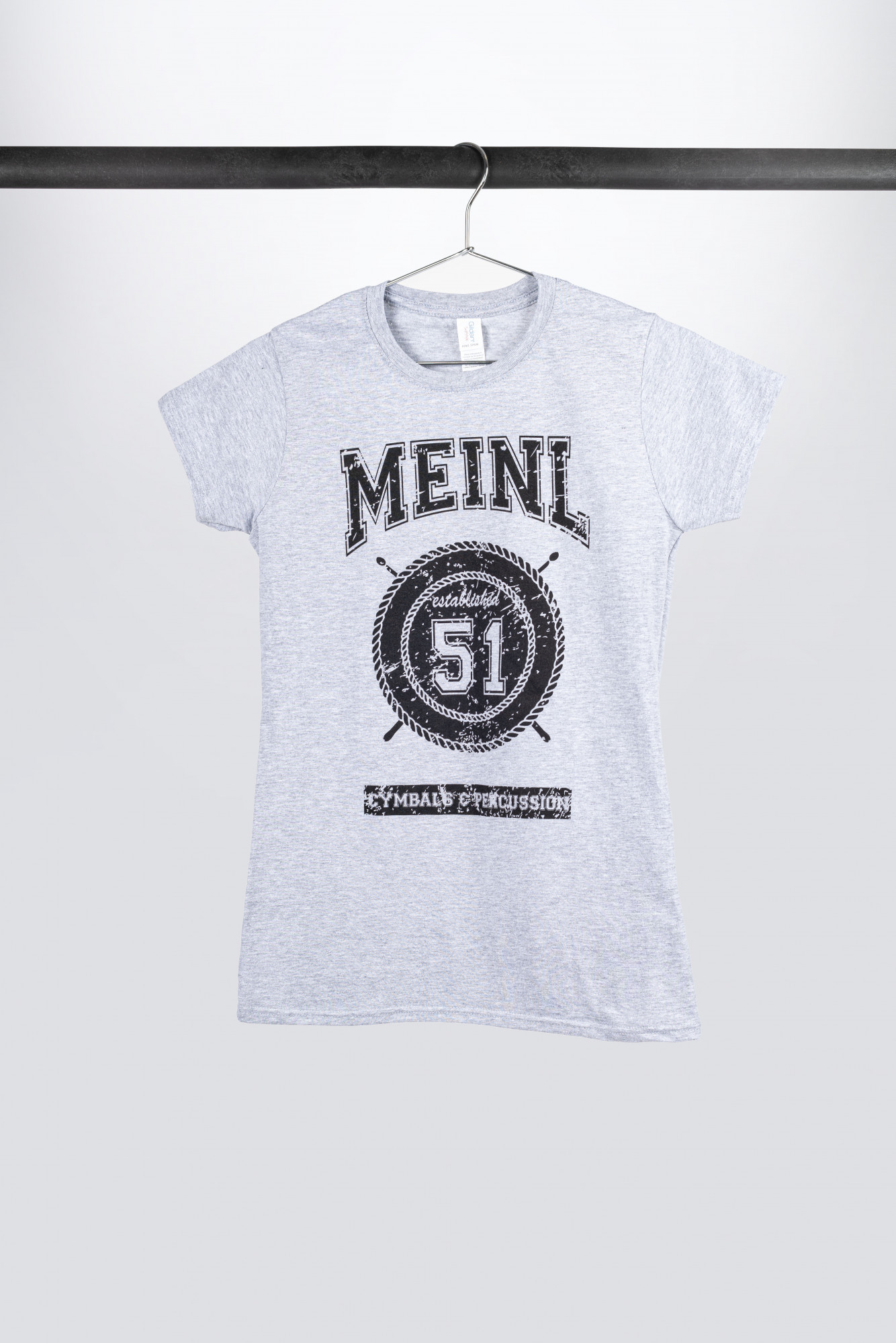 details reaction carve Gray Meinl Girlie T-shirt with imprinted black college logo on chest (M41)  | T-Shirts Girlie | Merchandise | Meinl Cymbals | MEINL Shop