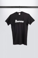IBANEZ T-Shirt in schwarz mit kleinem, weißen Logo auf der Brust - 100% Baumwolle (IT7LGWHBK)