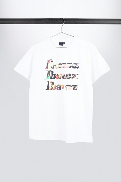 White Ibanez t-shirt with colorful logo on chest (IT113)