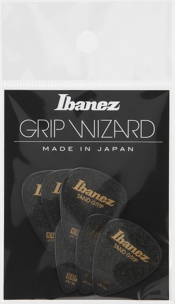IBANEZ Grip Wizard Series Sand Grip Flat Pick - black 6 pcs. (PPA14HSG-BK)