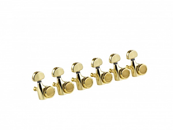 ORTEGA 6 in Line Guitar Locking Tuning Machines - Gold (OTMLOCK6L-GO)