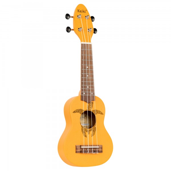 KEIKI Ukulele 4 String - Sopranino Tortiose/Turtle Lasering/ KEIKI Headstock/A D F# B/ Orange (K1-ORG)