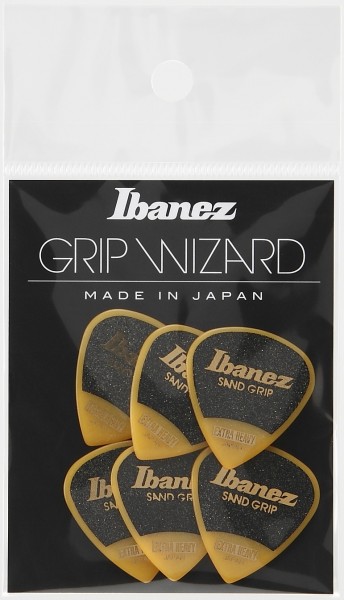 IBANEZ Grip Wizard Series Sand Grip Flat Pick - gelb 6 Stück (PPA16XSG-YE)